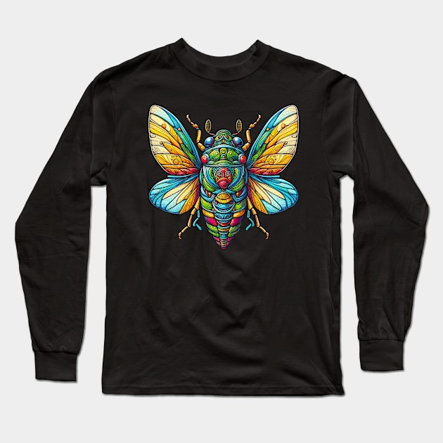 Colorful Cicada Insect Great Eastern Brood X Cicada Long Sleeve T-Shirt by click2print